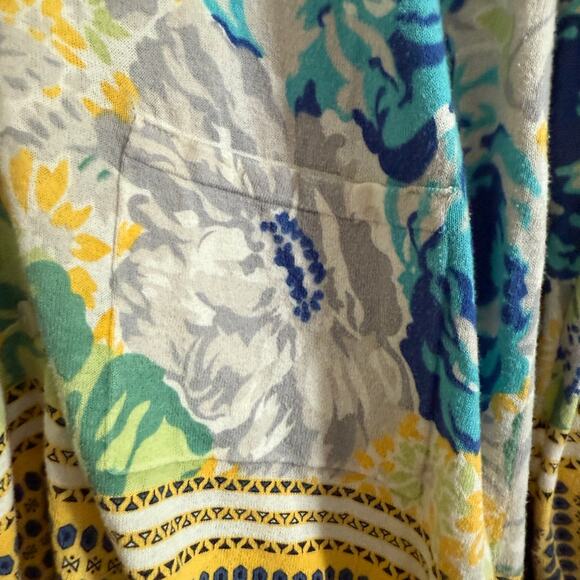 SPARROW | Anthropologie Yellow and Blue Floral Lightweight Cardigan | Large - Picture 3 of 6